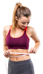 fitness woman measuring her body isolated weight loss concepts