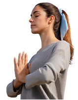 side view woman meditating nature