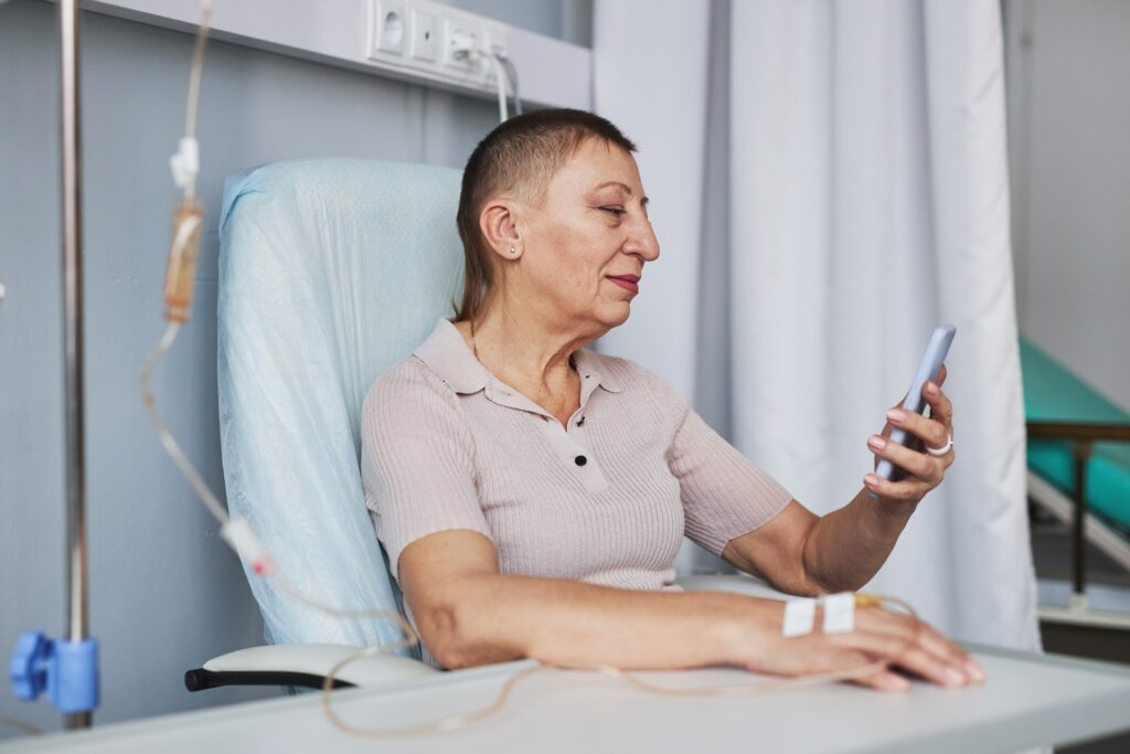 side view mature woman using smartphone during iv 2023 11 27 04 52 45 utc